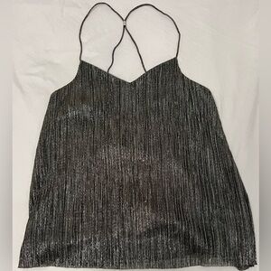 EXPRESS Shimmering Black/Gold Spaghetti Strap Tank Top